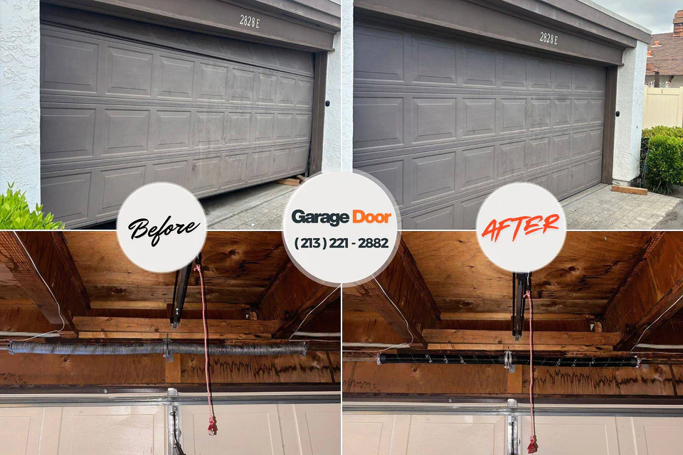 Before and after: garage door repair Brookwood, AL